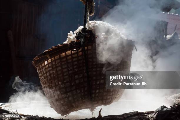 salty (rock salt ponds in thailand) - jib stock pictures, royalty-free photos & images