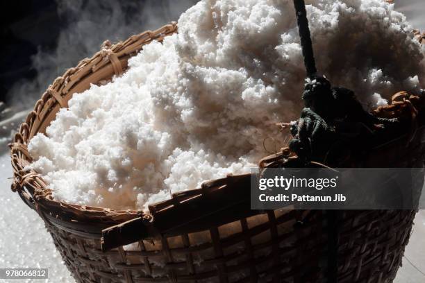 salty (rock salt ponds in thailand) - jib stock pictures, royalty-free photos & images