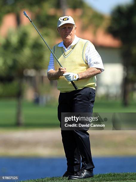 Jack Nicklaus of the USA during the Els for Autism Pro-Am on the Champions Course at the PGA National Golf Club on March 15, 2010 in Palm Beach...