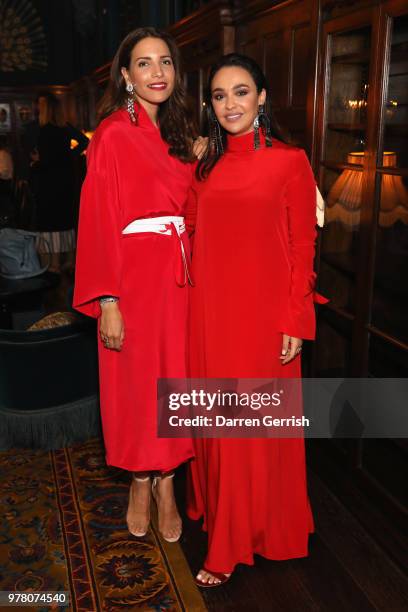 Racil Chalhoub and Ghizlan Guenez attend The Modist Dinner at L'oscar Hotel on June 18, 2018 in London, England.