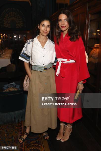 Caroline Issa and Racil Chalhoub attend The Modist Dinner at L'oscar Hotel on June 18, 2018 in London, England.