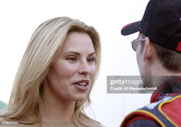 Amanda Church talks to driver Jeff Gordon