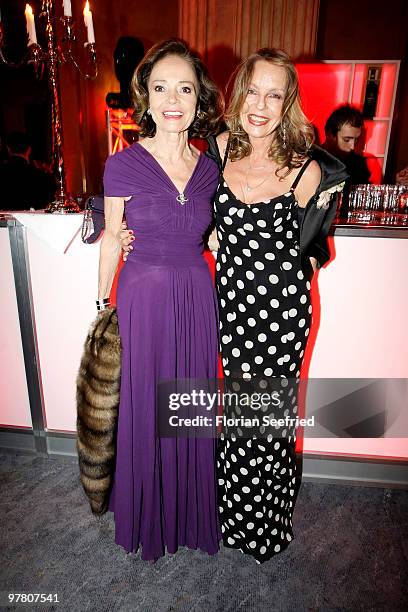 Ann Kathrin Bauknecht and Trixie Millies attend the Russian Fashion Gala at the Embassy of the Russian Federation on March 17, 2010 in Berlin,...