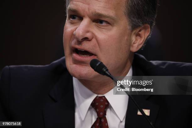 Christopher Wray, director of the Federal Bureau of Investigation , speaks during a Senate Judiciary Committee hearing on the Justice Department...