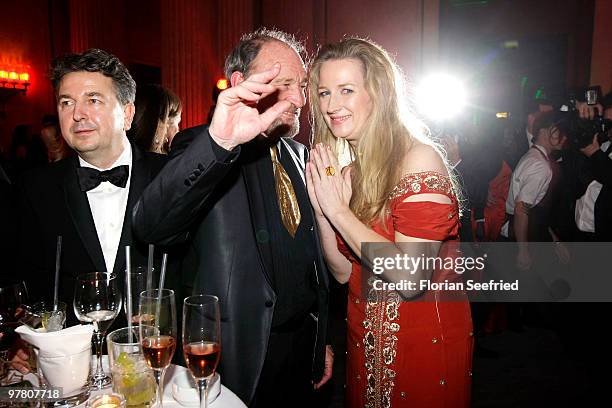 Actor Michael Mendl and Christina von Oeynhausen dance at the Russian Fashion Gala at the Embassy of the Russian Federation on March 17, 2010 in...