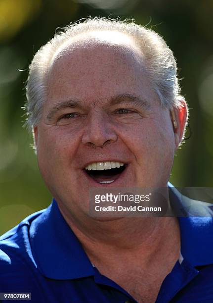Rush Limbaugh during the Els for Autism Pro-Am on the Champions Course at the PGA National Golf Club on March 15, 2010 in Palm Beach Gardens, Florida.