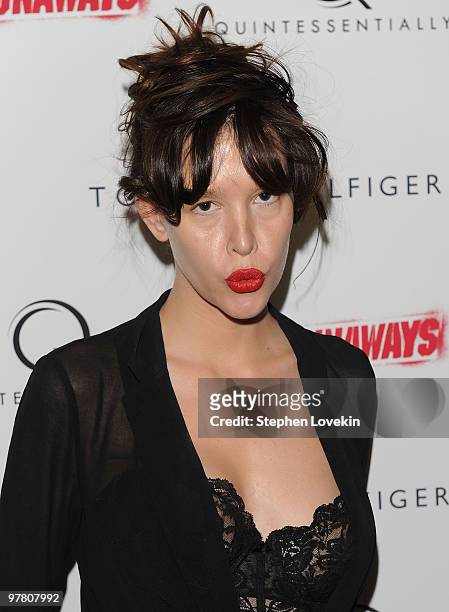 Actress Paz de la Huerta attends the premiere of "The Runaways" at Landmark Sunshine Cinema on March 17, 2010 in New York City.