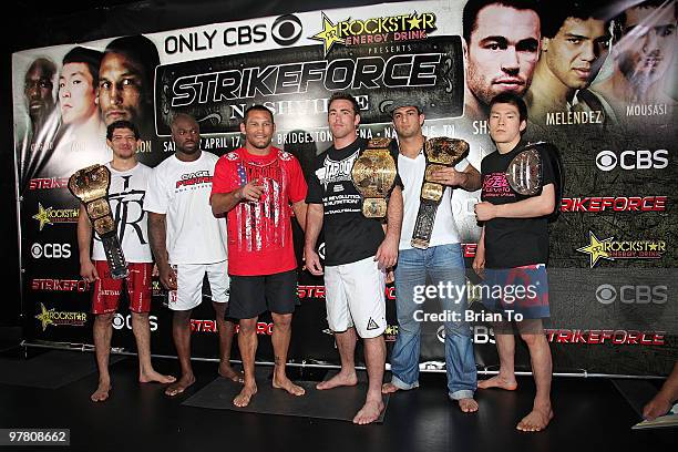 Gilbert ''El Nino'' Melendez , King Mo, Dan Henderson, Jake Shields, Gegard ''The Dreamcatcher'' Mousasi, and Shinya ''Tobikan Judan'' Aoki attend...