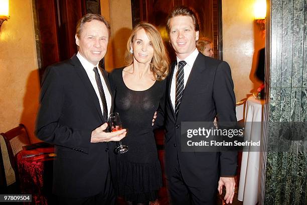 Peter Kraus and wife Ingrid and son Mike attend the Russian Fashion Gala at the Embassy of the Russian Federation on March 17, 2010 in Berlin,...