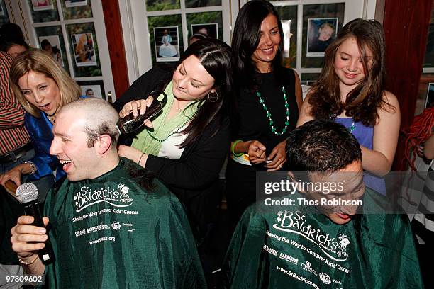 Guests get their heads shaved while attending St. Baldrick's Head Shaving Fundraiser for Childhood Cancer Research at the Boathouse on March 17, 2010...