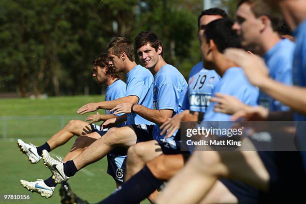 Chris Payne warms up during a Sydney FC A-League training session at Macquarie Field on March 18, 2010 in Sydney, Australia.