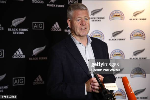 Steve Tew speaks following the New Zealand Black Ferns announcement of Molenberg as the sponsor of the Black Ferns and Black Ferns Sevens at Ponsonby...