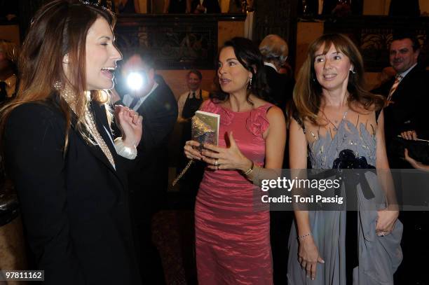 Celia von Bismarck and Anna von Griesheim and Maria Konteneva attend the Russian Fashion Gala at the Russian Embassy on March 17, 2010 in Berlin,...