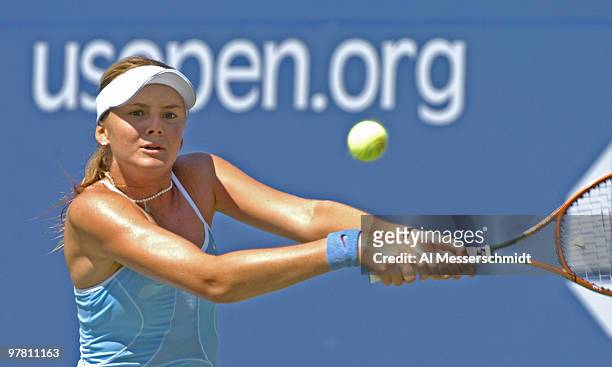 Daniela Hantuchova upsets 17th-seed Alicia Molik in the second round of the women's singles September 1, 2004 at the 2004 US Open in New York.