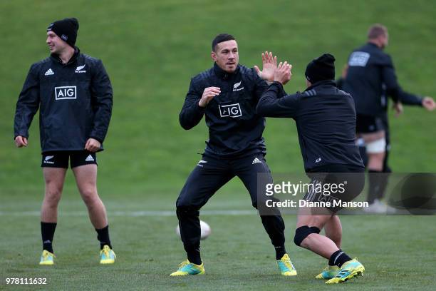 Sonny Bill Williams of the All Blacks in action during a New Zealand All Blacks training session on June 19, 2018 in Dunedin, New Zealand.