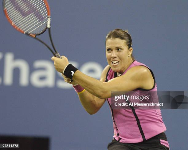 Jennifer Capriati defeats Serena Williams in the quarter finals of the women's singles September 7, 2004 at the 2004 US Open in New York.