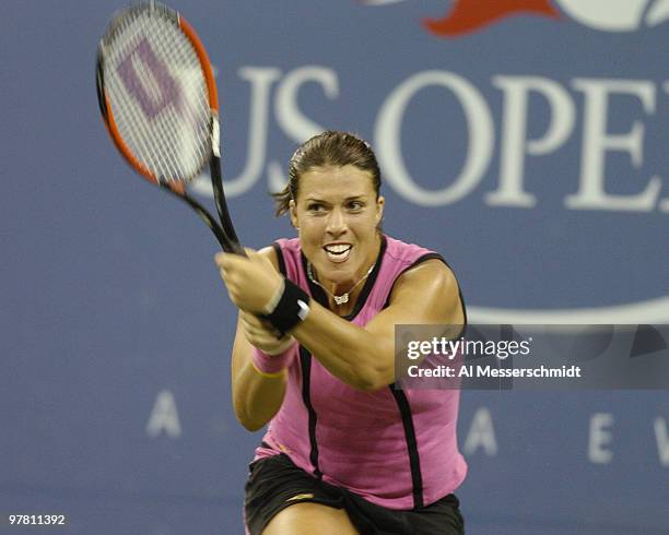 Jennifer Capriati defeats Serena Williams in the quarter finals of the women's singles September 7, 2004 at the 2004 US Open in New York.