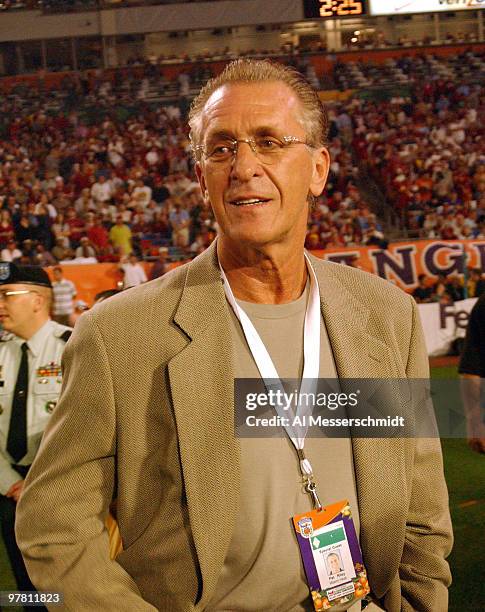 Former Miami Heat Head Coach Pat Riley during the FedEx Orange Bowl National Championship at Pro Player Stadium in Miami, Florida on January 4, 2005.