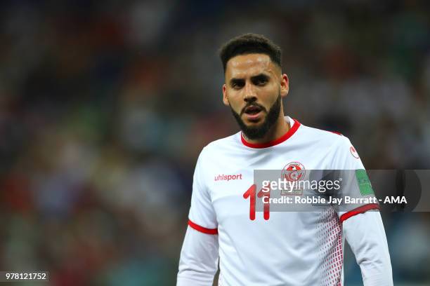 Dylan Bronn of Tunisia looks on during the 2018 FIFA World Cup Russia group G match between Tunisia and England at Volgograd Arena on June 18, 2018...