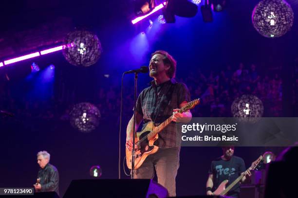 Eddie Vedder of Pearl Jam performs at The O2 Arena on June 18, 2018 in London, England.