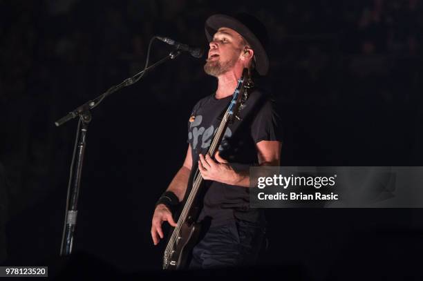 Jeff Ament of Pearl Jam performs at The O2 Arena on June 18, 2018 in London, England.