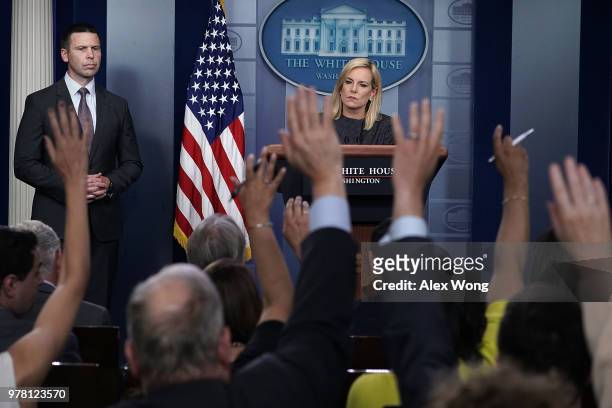 Secretary of Homeland Security Kirstjen Nielsen speaks on migrant children being separated from parents at the southern border as Commissioner of...