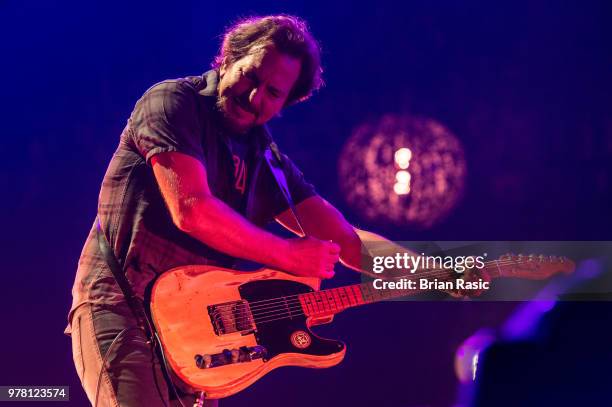 Eddie Vedder of Pearl Jam performs at The O2 Arena on June 18, 2018 in London, England.