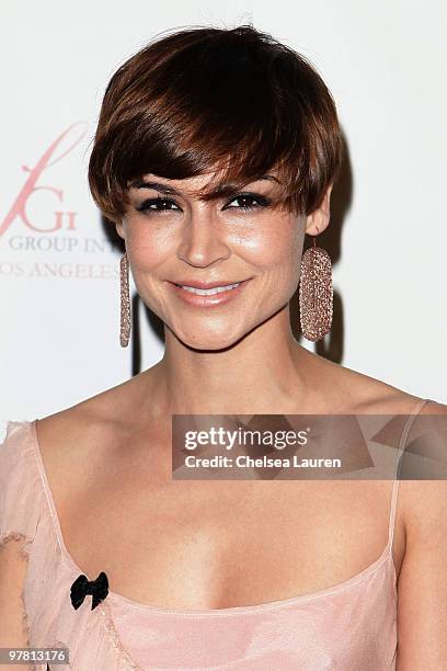 Actress Samaire Armstrong arrives at FGILA's 2nd annual "The Designer and Their Muse" charity fashion event at The Standard Hotel on March 17, 2010...