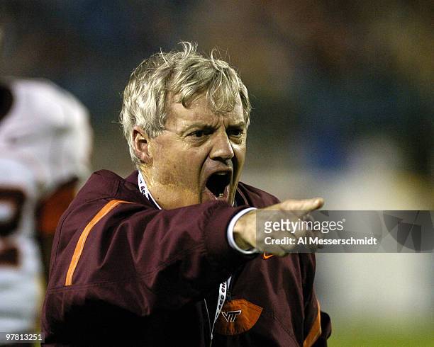 Virginia Tech coach Frank Beamer calls for touchdown at the 2005 ACC Football Championship Game on December 3, 2005 at the 2005 ACC Football...