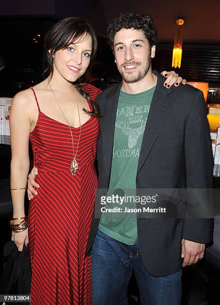 Actress Jenny Mollen and Jason Biggs attend the 'Chelsea Chelsea Bang Bang' L.A. Launch Party at The Beverly Hilton hotel on March 17, 2010 in...