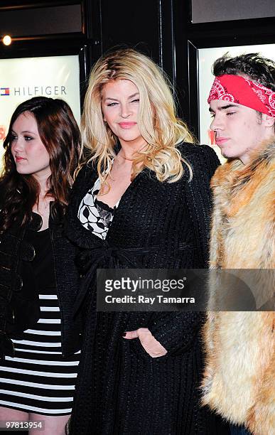 Actress Kirstie Alley and her children attend "The Runaways" premiere at the Landmark Sunshine Cinema on March 17, 2010 in New York City.