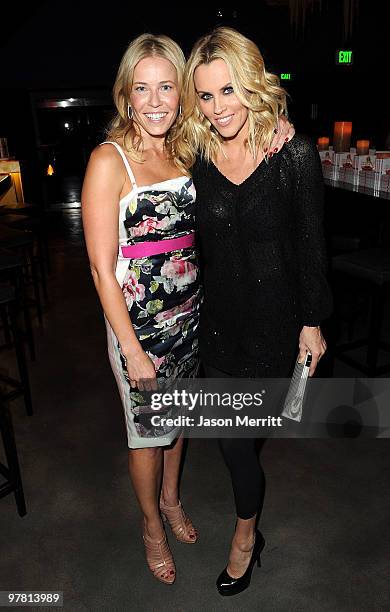 Actress Chelsea Handler and actress Jenny McCarthy attend the 'Chelsea Chelsea Bang Bang' L.A. Launch Party at The Beverly Hilton hotel on March 17,...