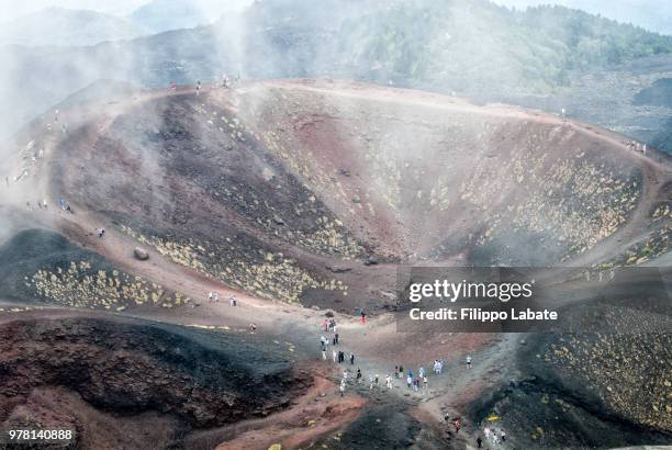 crater of etna volcano, sicily, italy - etna stock pictures, royalty-free photos & images