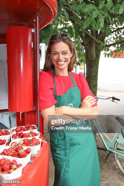 Susanne Boehm during the charity sale of strawberries and raspberries of Erdbeerhof Glantz for 'Ein Herz für Kinder' at Klosterstern on June 18, 2018...