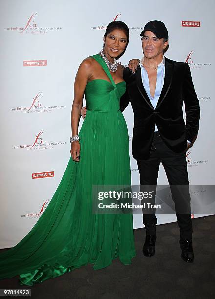 Natalie Cole and Lloyd Klein arrive to the FGILA's 2nd Annual "The Designer And The Muse" charity fashion event held at The Standard Hotel on March...