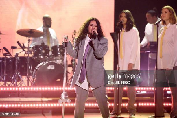Episode 0886 -- Pictured: Musical Guest Alessia Cara performs "Growing Pains" on June 18, 2018 --