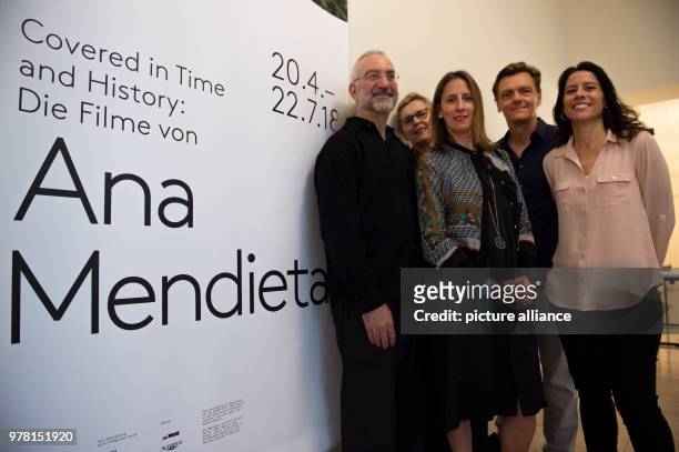 April 2018, Germany, Berlin: Howard Oransky , curator;, Lynn Lukkas, curator; Stephanie Rosenthal, museum director; Thomas Oberender, director of the...
