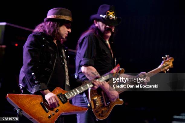 Phil Campbell and Lemmy of Motorhead perform during the first day of SXSW on March 17, 2010 in Austin, Texas.