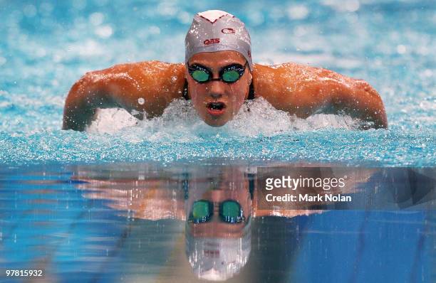 Stephanie Rice of Queensland competes in the Womens 100 metre Butterfly semi-final during day three of the 2010 Australian Swimming Championships at...