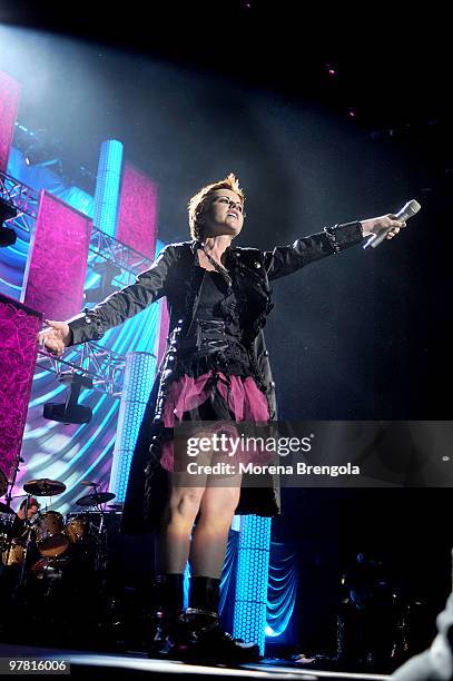 Dolores O'Riordan of Irish rock band The Cranberries performs at Mediolanum forum on March 16, 2010 in Milan, Italy.