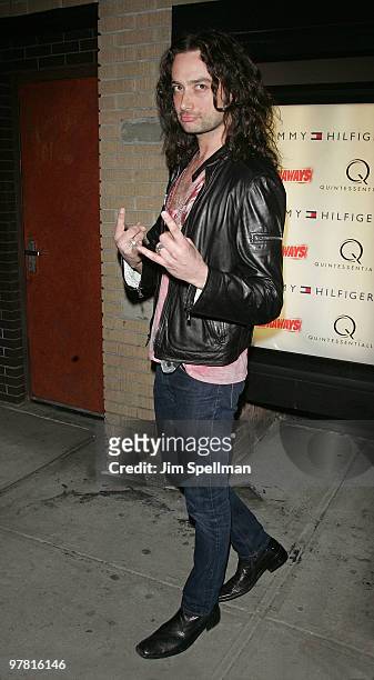 Singer Constantine Maroulis attends "The Runaways" New York premiere at Landmark Sunshine Cinema on March 17, 2010 in New York City.