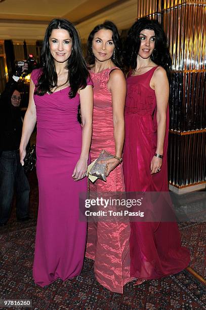 Mariella von Faber-Castell and Anna von Griesheim and Janine White attend the Russian Fashion Gala at the Russian Embassy on March 17, 2010 in...