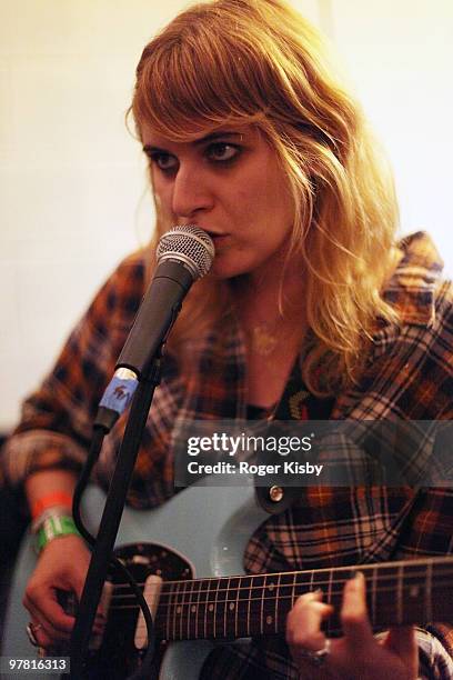 Bethany Cosentino of Best Coast performs onstage at a secret show at Mrs. Bea's as part of SXSW 2010 on March 17, 2010 in Austin, Texas.