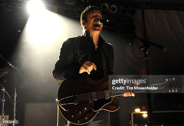 Britt Daniel of Spoon performs at Stubbs Bar-B-Q as part of SXSW 2010 on March 17, 2010 in Austin, Texas.