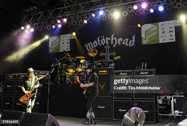 Phil Campbell and Lemmy of Motorhead perform at the Austin Music Hall as part of SXSW 2010 on March 17, 2010 in Austin, Texas.