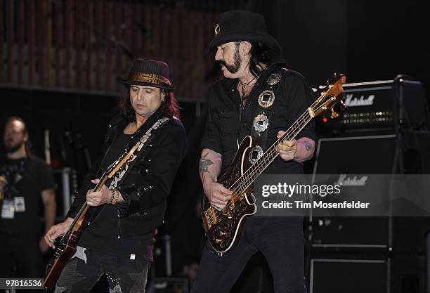 Phil Campbell and Lemmy of Motorhead perform at the Austin Music Hall as part of SXSW 2010 on March 17, 2010 in Austin, Texas.