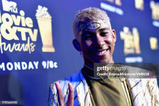 Actor Keiynan Lonsdale attends the 2018 MTV Movie And TV Awards at Barker Hangar on June 16, 2018 in Santa Monica, California.