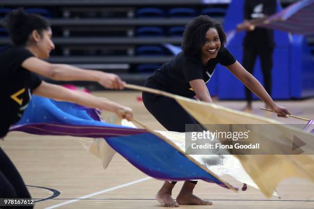 Students perfom in the opening ceremony during the Olympic Refugee Sport Day at The Trusts Arena on June 19, 2018 in Auckland, New Zealand. The event...