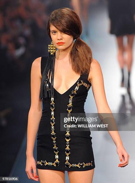 Model parades during a show by Australian label Joveeba during the Melbourne Fashion Festival, in Melbourne on March 18, 2010. The Festival is the...