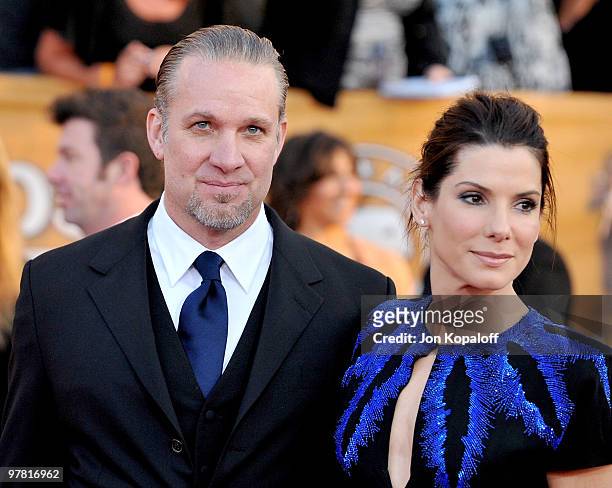 Jesse James and actress Sandra Bullock arrives at the 16th Annual Screen Actors Guild Awards held at the Shrine Auditorium on January 23, 2010 in Los...